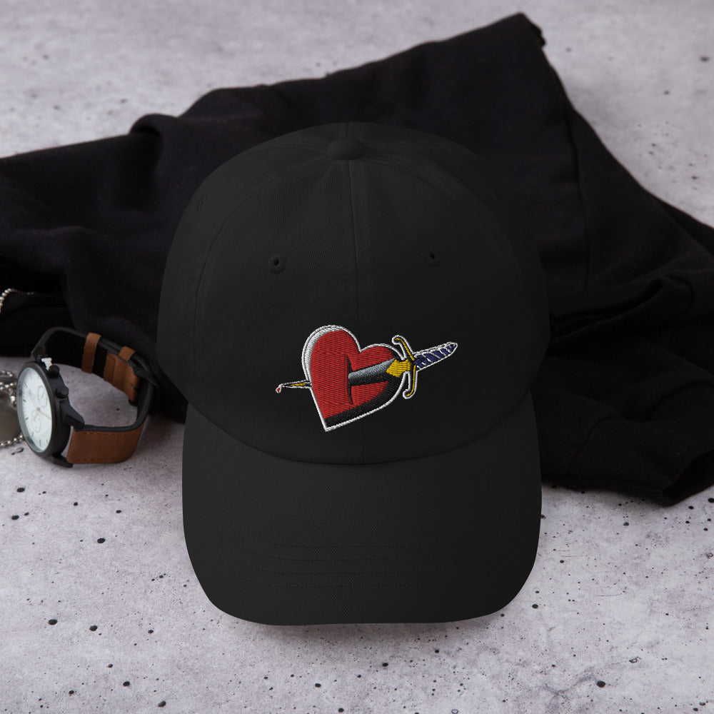 Embroidered Heart and Dagger Dad Hat